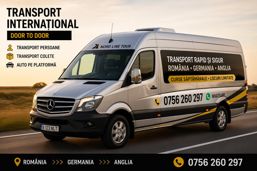 Transport persoane si colete Romania Germania Anglia Mercedes Sprinter Nord Line Tour 0756 260 297